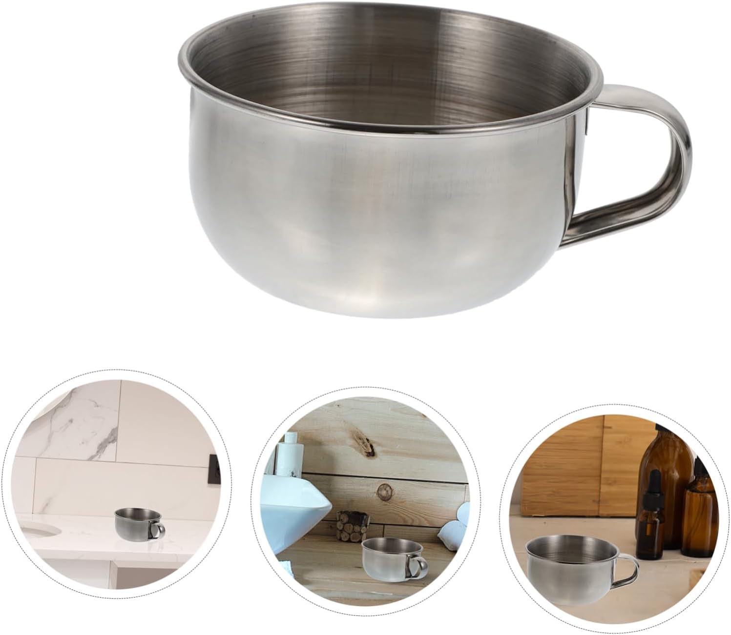 NOLITOY 2 Pcs Stainless Steel Shave Cream Bowl Men's Shaving Bowl for Wet Shave Soap Durable Shaving Container Handle