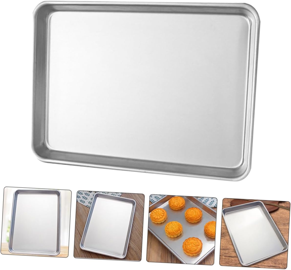 2pcs Nonstick Baking Pan Cake Baking Tray for Oven Aluminum Alloy Smooth Edges Easy to Clean for Cookies and Cakes