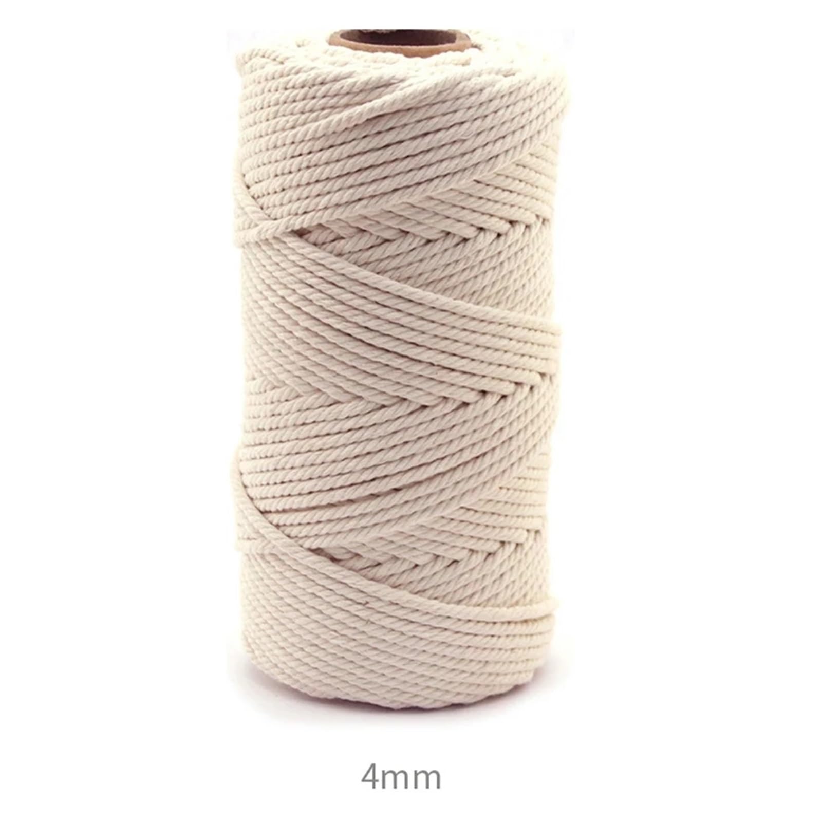 Le Fil de Coton Kordel, rund, geflochten, aus Baumwolle, für Makramee, 1 – 6 mm, 100 – 200 m, zum Basteln, Basteln und Kleiderbügel für Pflanzen (4 mm, 200 m)