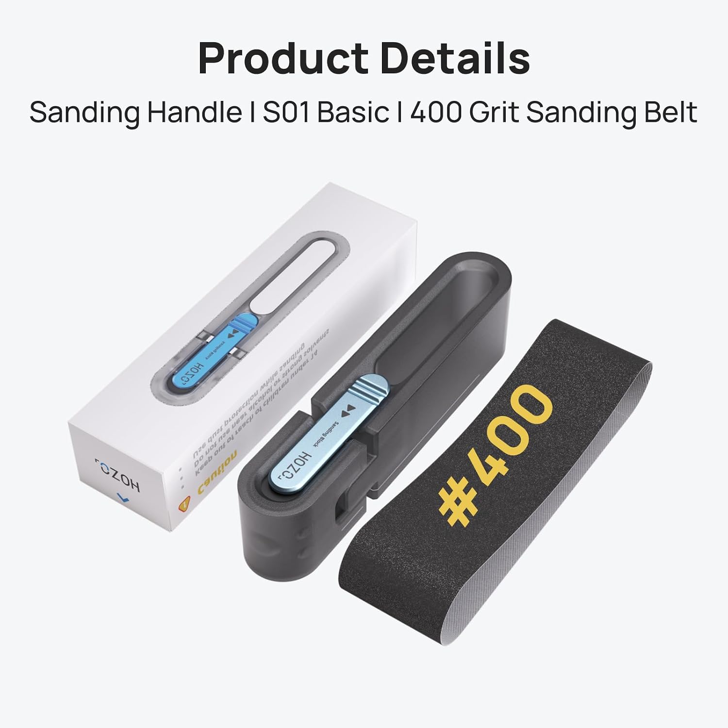 HOZO NeoBlock Sanding Block with Standard Head – Smooths 3D Print Layer Lines, For Flat Surfaces & Small Curves, 5s Quick-Swap Design for Heads & Sandpapers, Includes 1 Pcs 400 Grit Belt image 5