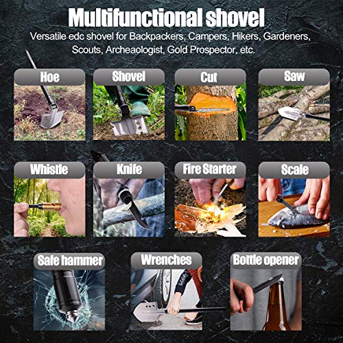 Survival Shovel Multitools, Tactical Portable Folding Backpacking Camping Shovel, Ultimate Survival Tool For Hiking, Fishing, Car, Outdoors #TOP5