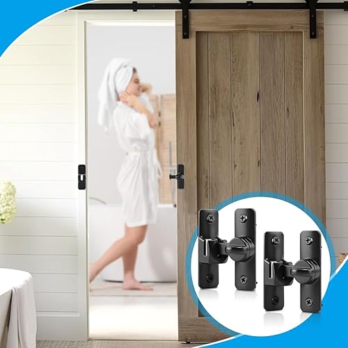 Miniatura 6 de Cerradura de puerta de granero, 2 pestillos de puerta corredera abatible de 90180 grados, cerradura de seguridad para puerta corredera, pequeños