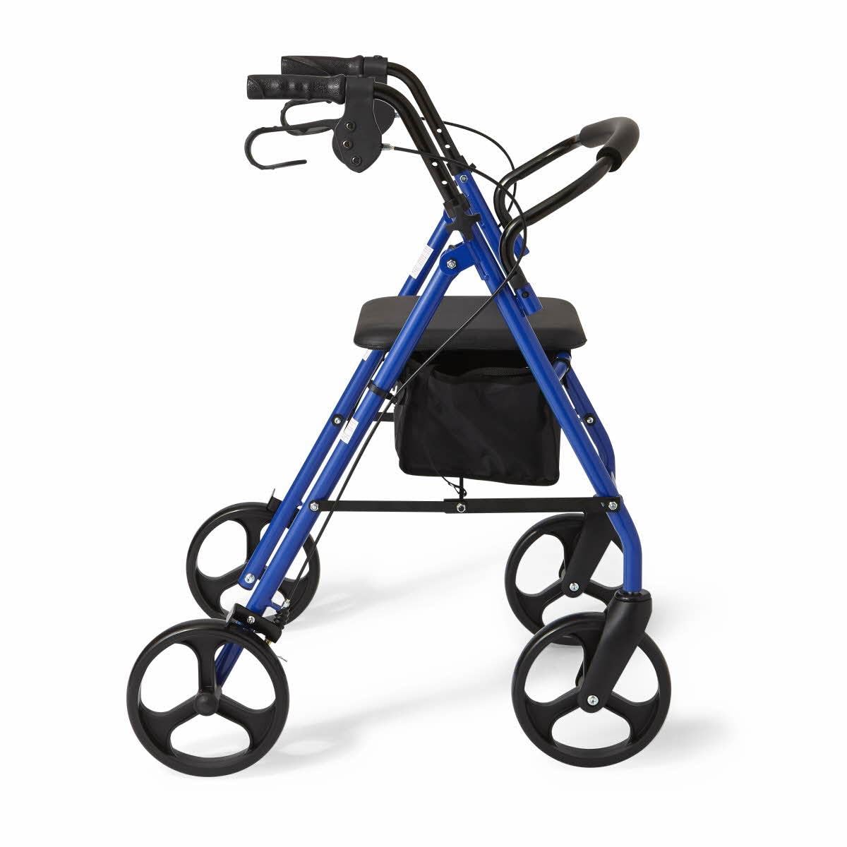Medline Steel Rollator Walker for Adult Mobility Impairment, Blue, 350 lb. Weight Capacity, 8” Wheels, Foldable, Adjustable Handles, Rolling Walker for Seniors — Amazon image 2