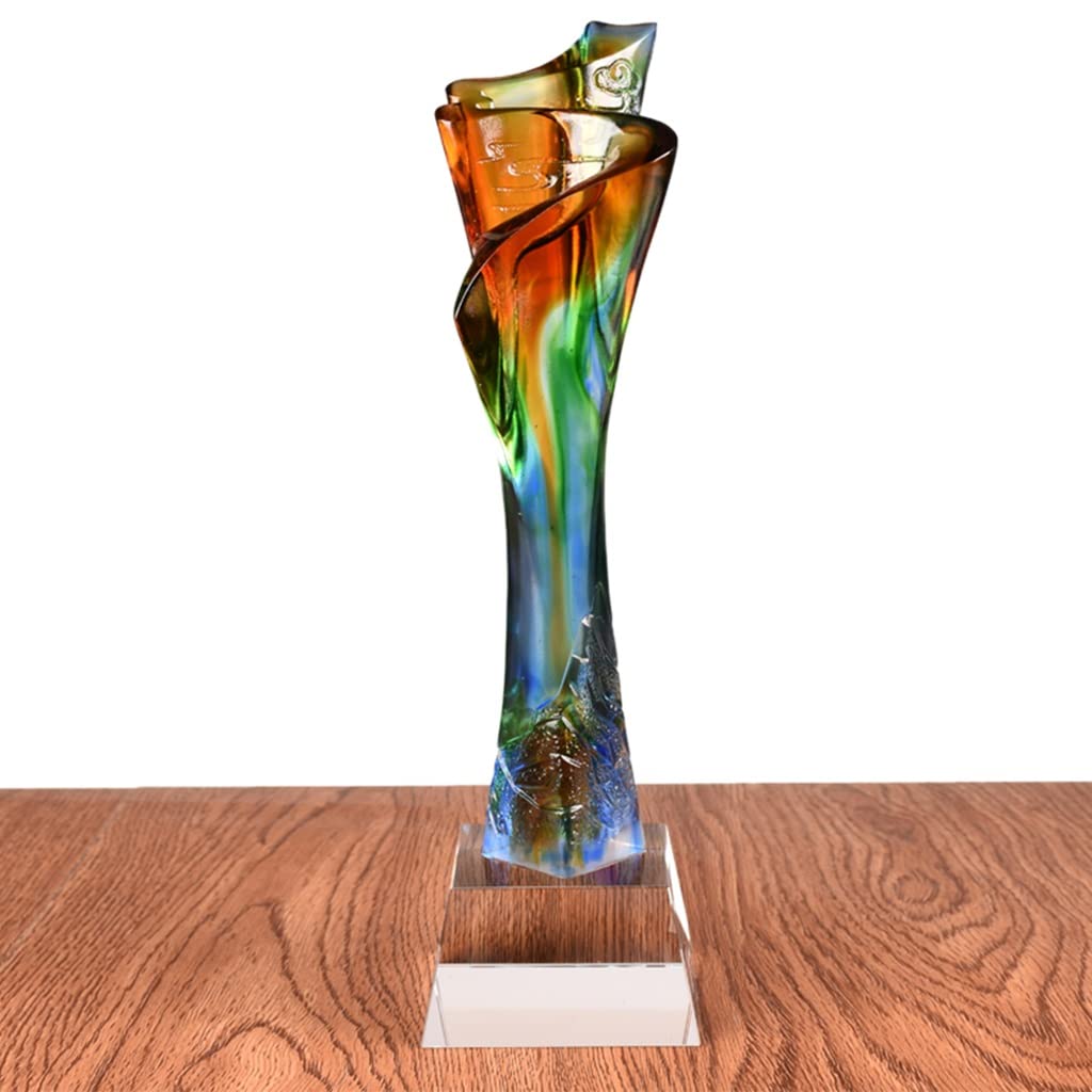 كأس الزجاج الملون جائزة الموظف المتميز كأس العمال المتقدم الهدايا التذكارية الإبداعية تغليف علب الهدايا (Color : Clear, Size : 8x29cm)