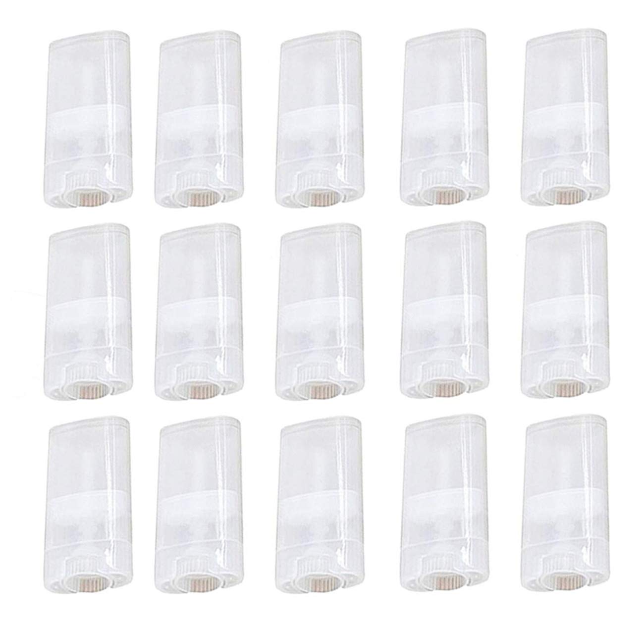20 Pcs 15ML Clear Empty Plastic Oval Deodorant Containers Lipstick Lip Balm Tubes 0 5 Oz Oval Twist-Up