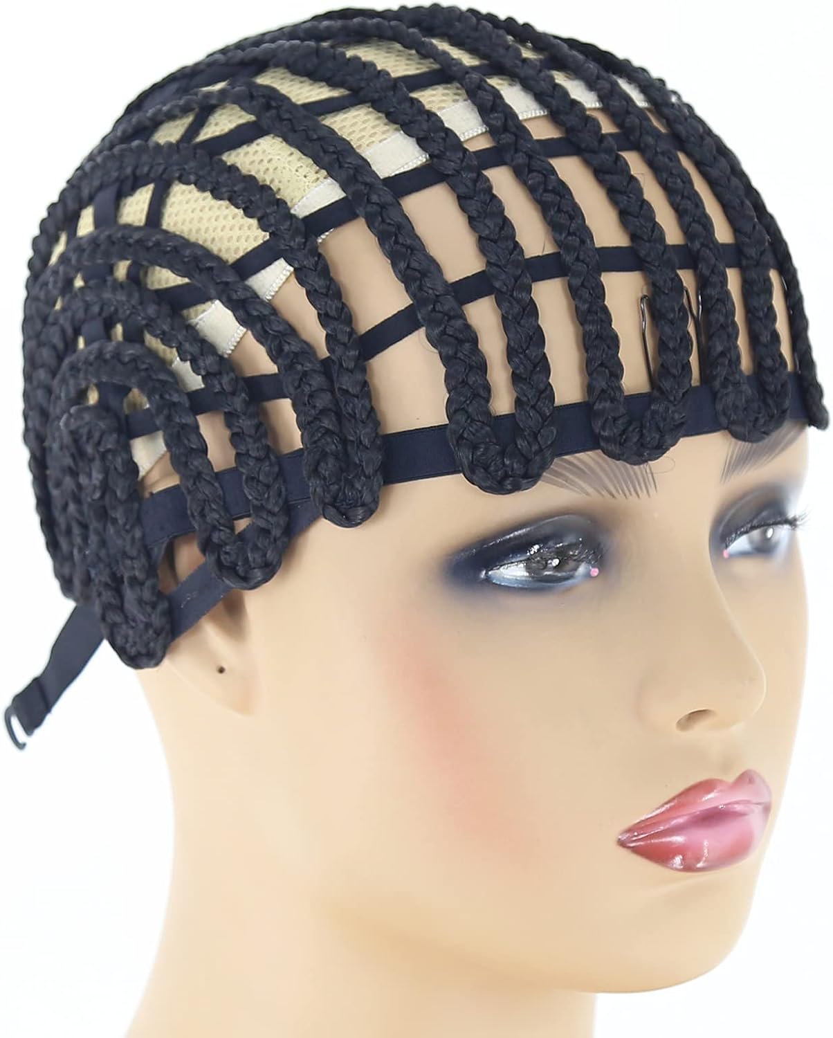 BTWTRY Black Braided Wig Caps for Making Crochet Wig Caps Cornrows Cap for Easier Sew In Caps for Black Women Making Wigs (1pc-Black)