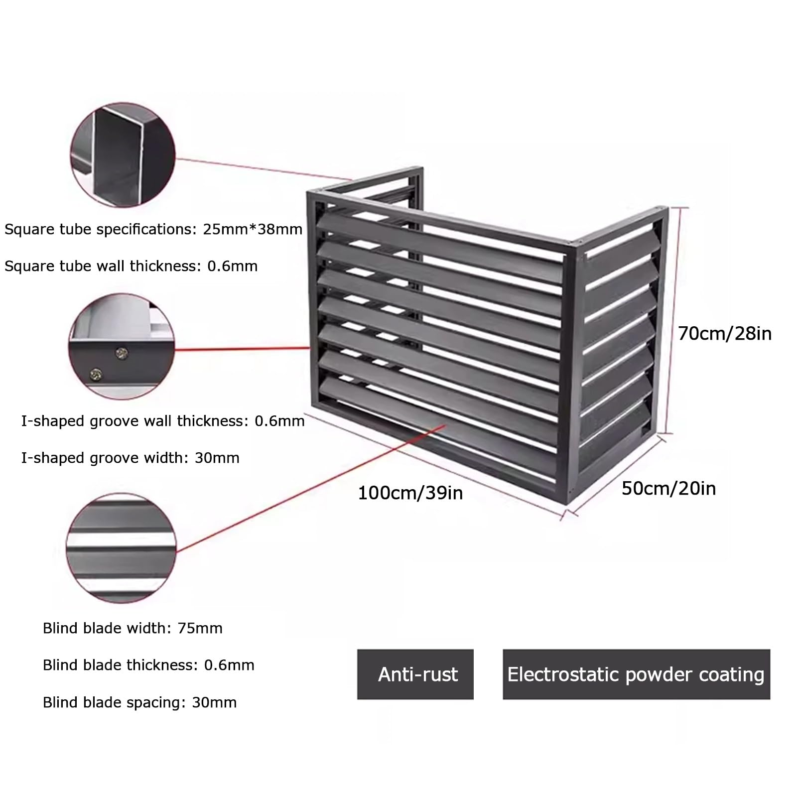 Recinzione per condizionatore d'aria in lega di alluminio 4 pannelli - Copertura per condensatore antipioggia per piscina resistente alle intemperie proteggere