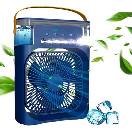 DRUMSTONE ????-???????? ???????????????? Air Cooler | Battery Powered | USB Rechargeable | 3-Speed Fan & Mist | Silent | 7-Color LED | Timer | Perfect for Home, Office & Outdoor Cooling(????????)