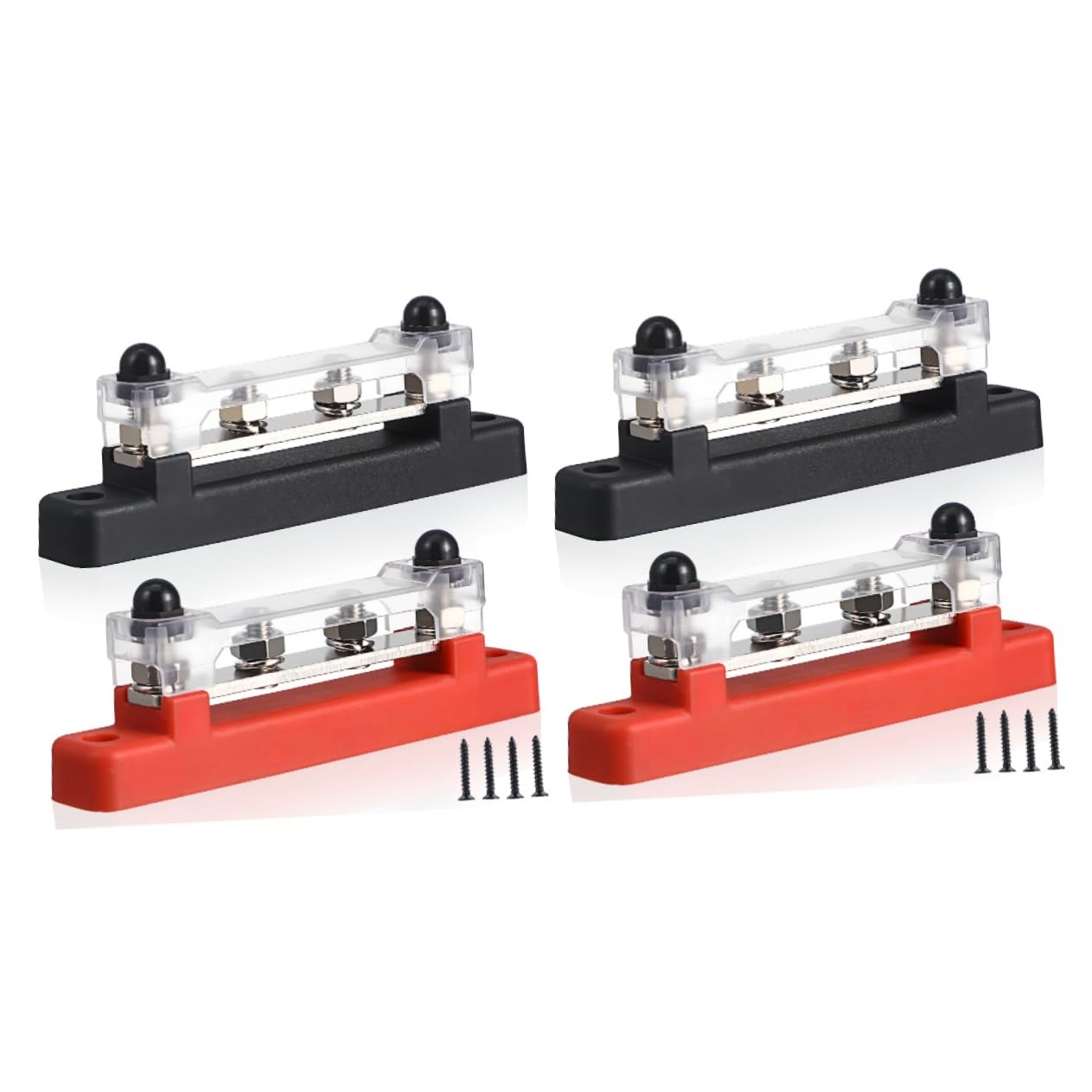 Gatuida 4 Juegos Barra Colectora Para Rv Batería Bloque Distribución Energía Barra Colectora Para Barra Autobús Barra Colectora 12v Con Cubierta Terminal Metal