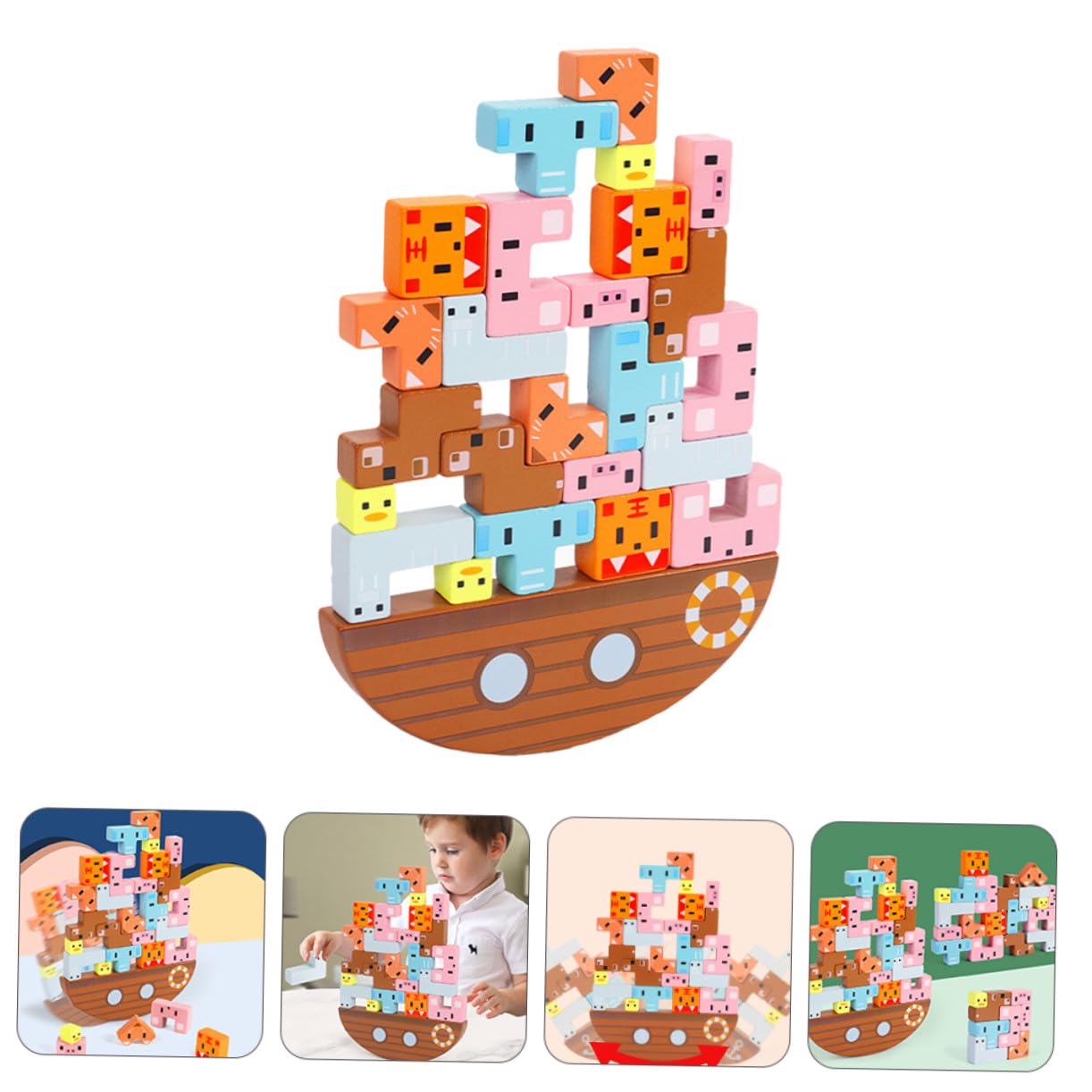 Gioco Equilibrio in Legno per Bambini Set di 1 Blocchi Colorati Educativi per Sviluppo Intellettuale e capacità Sociali Gioco Creativo di Equilibrio e Apprendimento