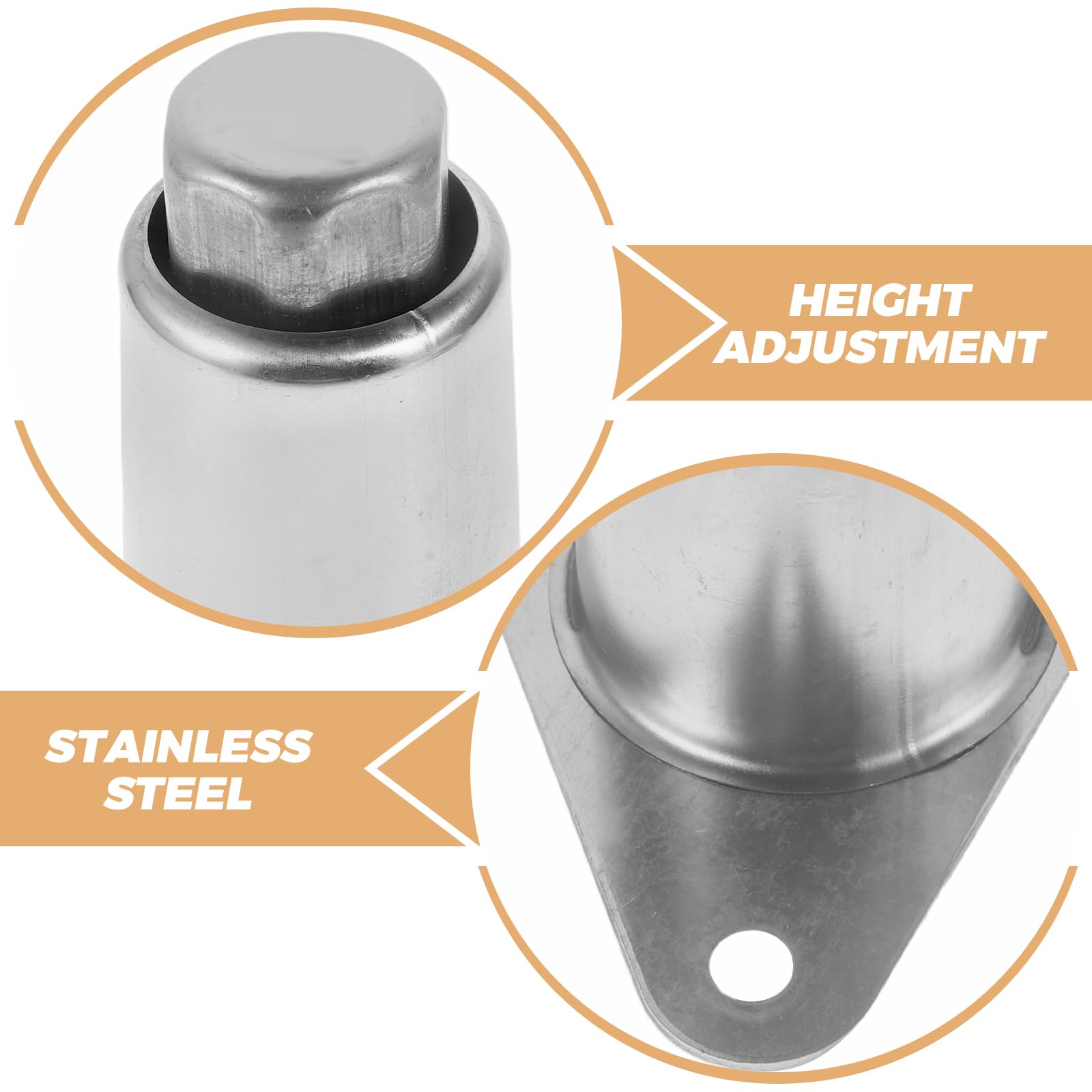 HOMSFOU Patas Ajustables de Acero Inoxidable 304, Soporte de 15 Cm con Perno de 1,6 Cm, Altura Regulable de 12,7 a 16,5 Cm para Estufas y Muebles, Juego de 2 Patas con Placa Triangular