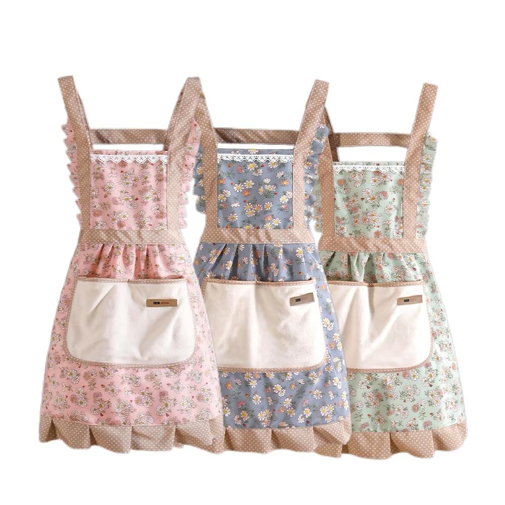 CTRLZS 3PCS Aprons for Women with Pockets Floral Kitchen Cooking Aprons