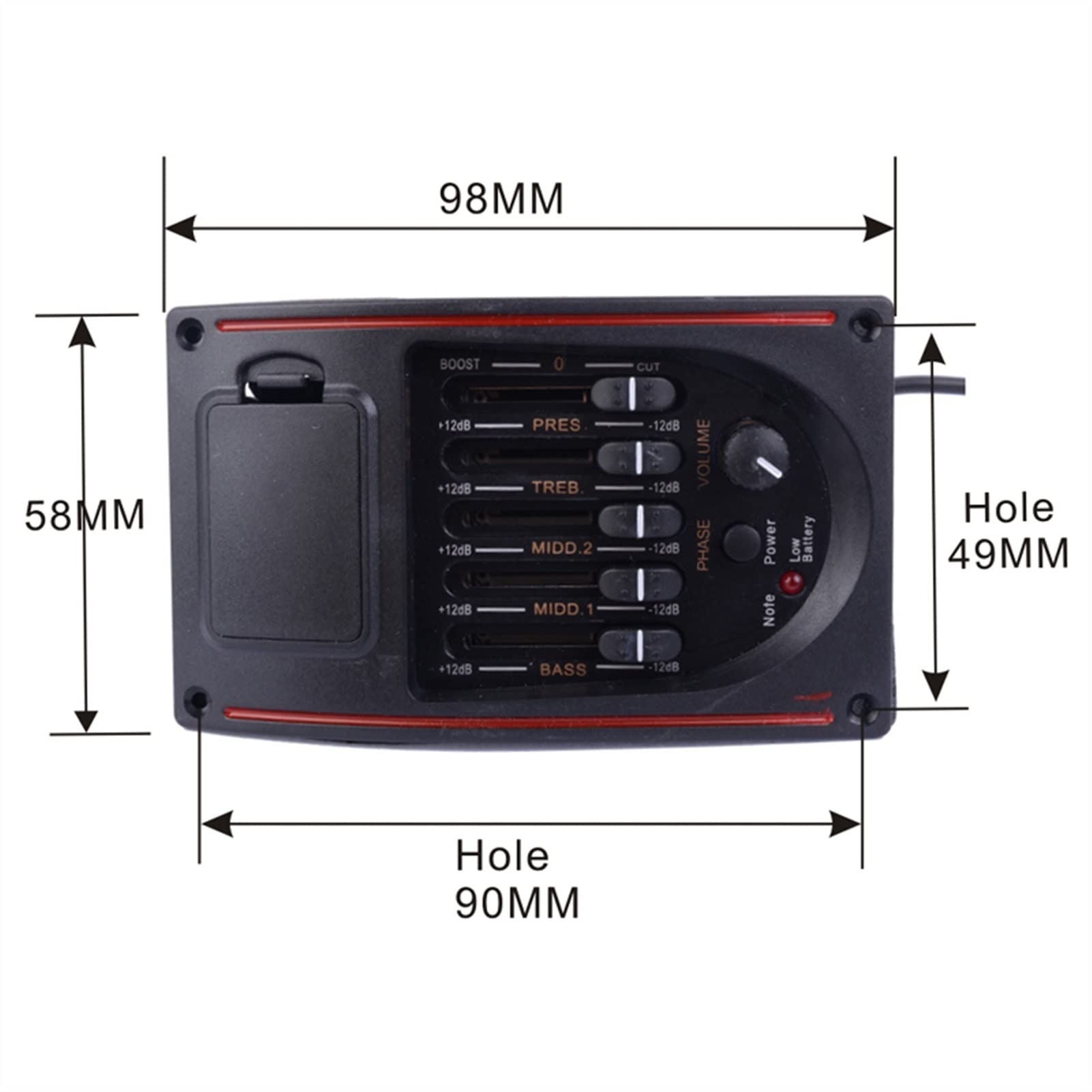 Pickup chitarra 12 Set 5 Band Acoustic Guitar Preamp 5-Band Eq. Tuner Pickup Tuner Pickup Piezo Per Chitarra Popolare Classica Pickup per chitarra (Color : With endpin cover)