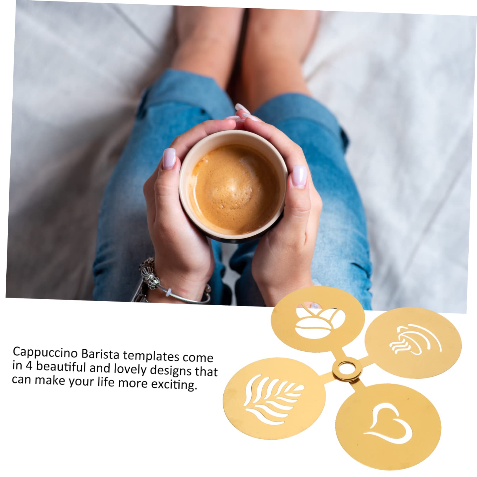 DECHOUS 3 Set Stampo Caffè Latte Mini Tazza Cocktail Stampini Per Latte Art Macchina Per Il Caffè Tazzine Da Caffè Tazze Di Crema Stampino Per Caffè Golden Acciaio Inossidabile 4 Pezzi * 3