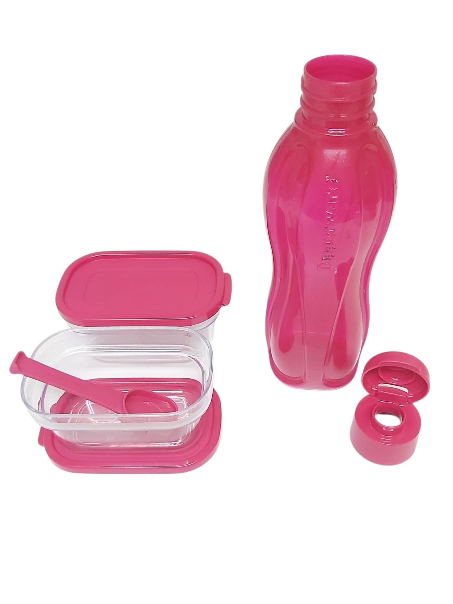 Tupperware to Go Eco Sportfreund - Set Eco Easy Flip Top da 750 ml, borraccia EcoEasy da 750 ml, colore rosso + contenitore Airlock Eidgenosse, serie Exclusiv, contenitore per spezie con cucchiaio