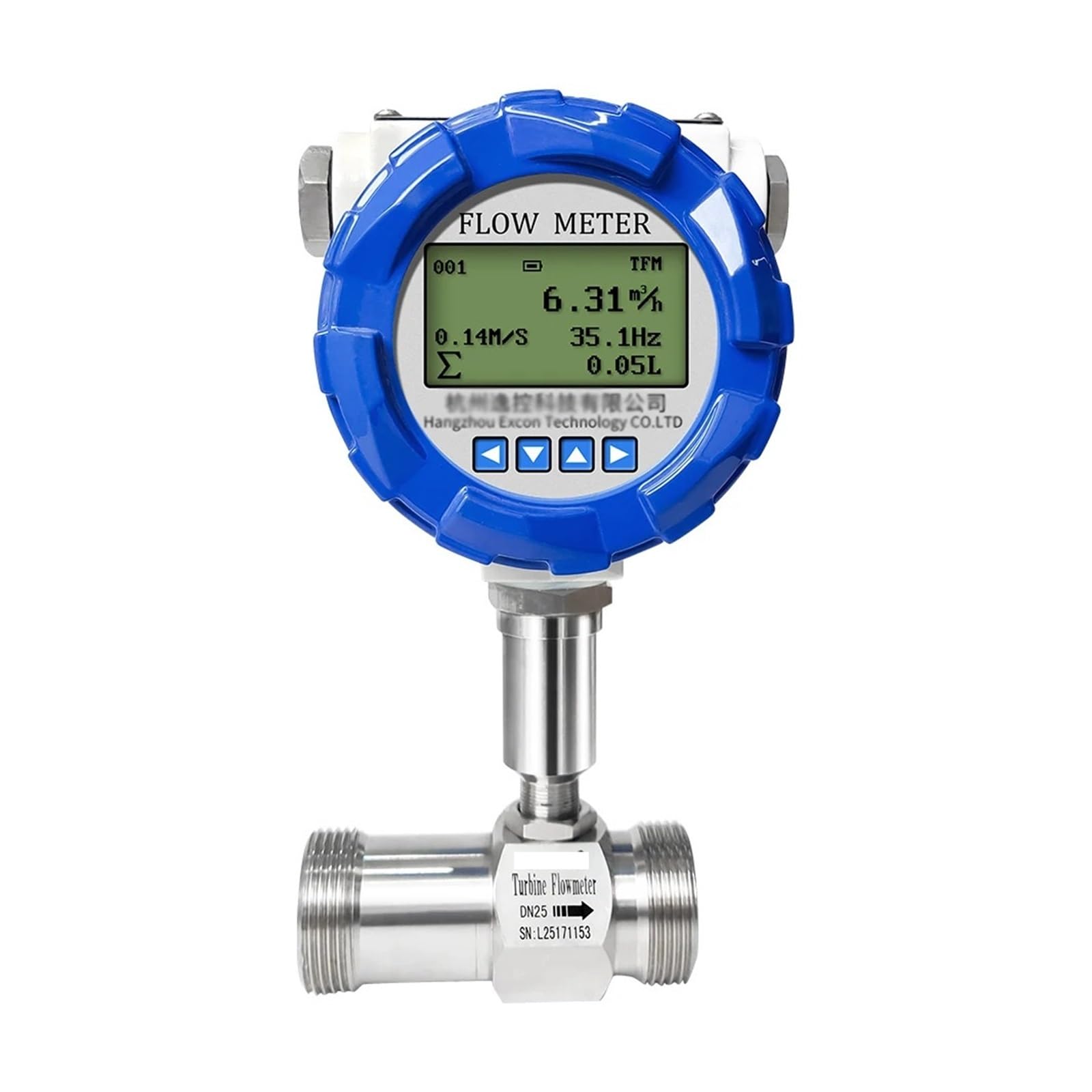 Wysoka dokładność przepływomierza turbinowego cyfrowy ultradźwiękowy przepływomierz cieczy z wyświetlaczem LCD cyfrowy przepływomierz 4-20mA woda alkohol benzyna(DN20)