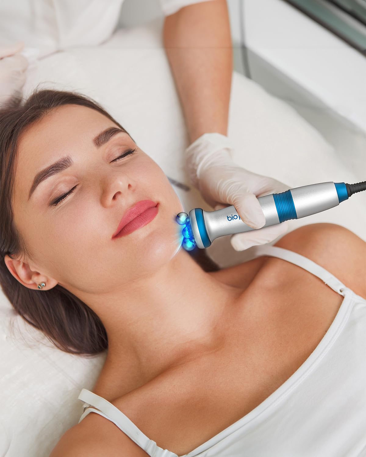 Bio pen T6 z technologią 360° RF – PROFI 4-w-1 urządzenie do urody do domu: RF + EMS przeciw starzeniu + Terapia światłem niebieskim (455 nm) przeciw trądzikowi + Obrotowa masażująca liftingująca I