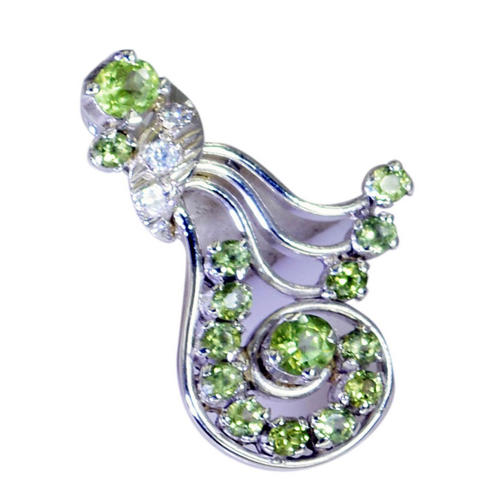 Pendentif péridot véritable et serti lunette en argent massif - 5