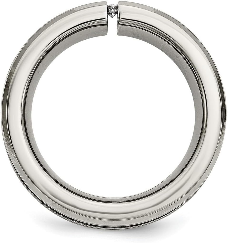 Titanium Brushed Black Cable and Diamonds 10mm Band Ring Size 9 Ring for Women and Men - Image 3