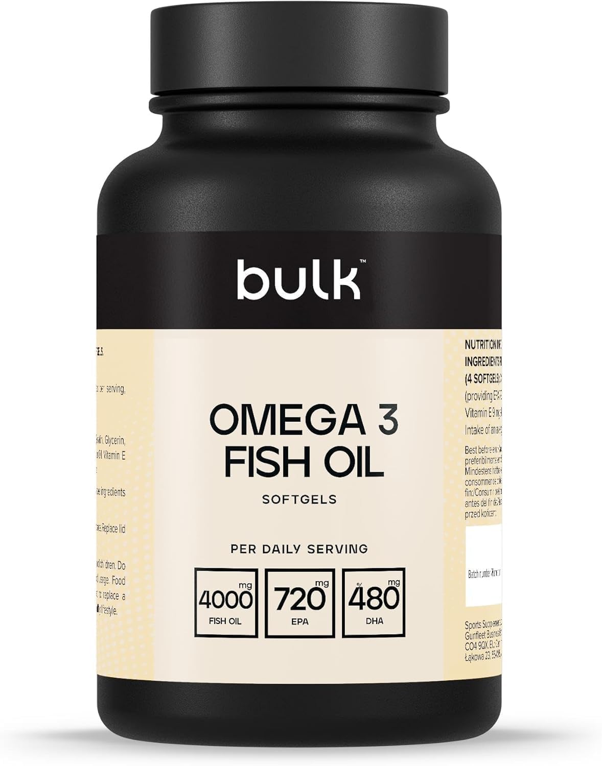 Bulk Omega 3 Fish Oil 2000mg | High Strength Softgels | 270 Capsules | 4.5 Month Supply | 720mg EPA & 480mg DHA per Daily Dose | Supports Normal Heart Function | Odourless & Refined