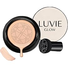 Luvie Glow Mushroom Head Foundation Cushion,Full Coverage & Moisturizing CC Cream,Luvie Glow Makeup-Moisturizing Concealer,Long-Lasting & Brightens,Breathable Foundation for All Skin Warm