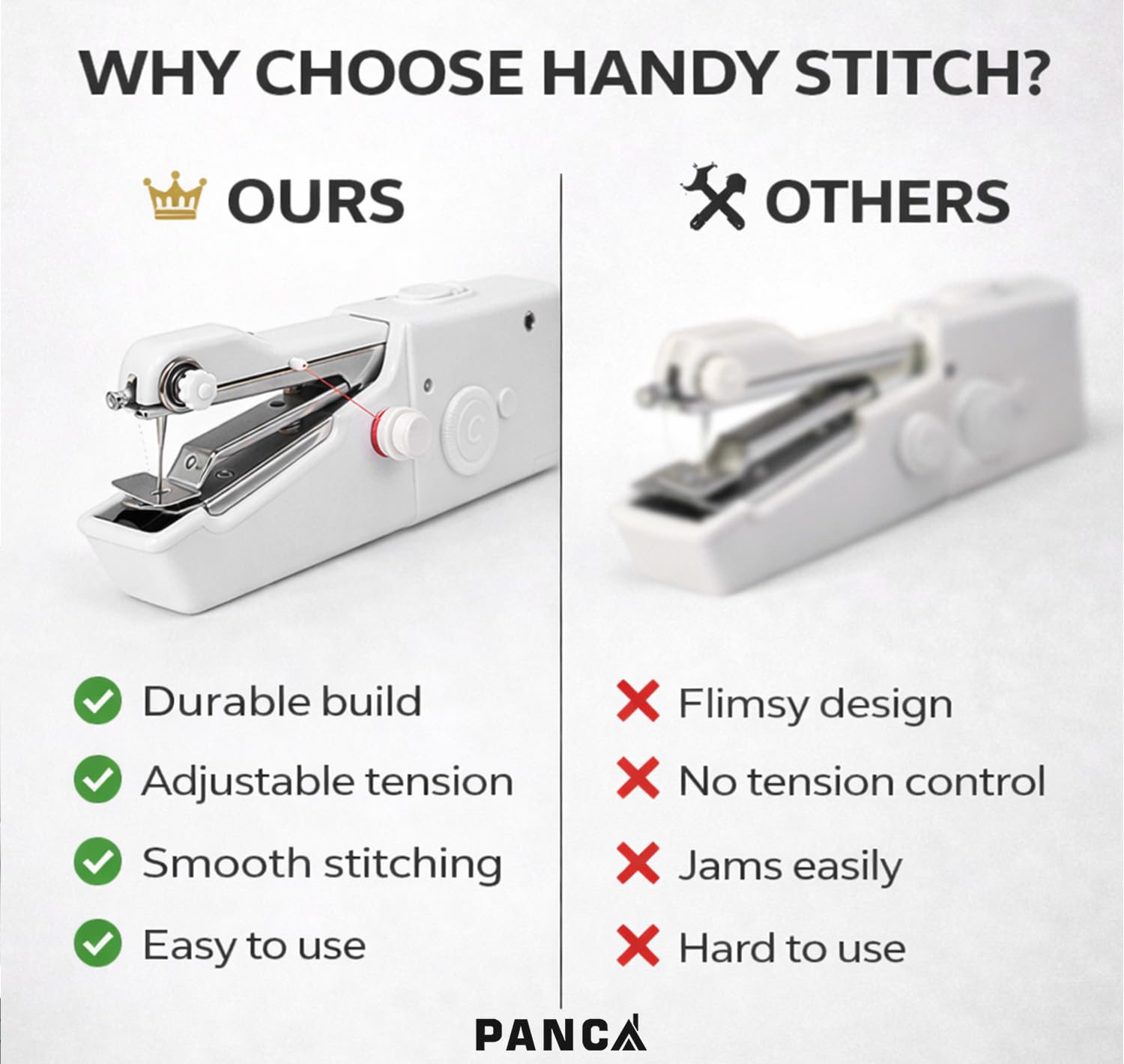 PANCA Handy Stitch Mini Sewing Machine | Portable Handheld Silai Machine for Quick Stitching & Clothes Repair | Lightweight Stapler Style Sewing Tool for Home & Travel Use 1