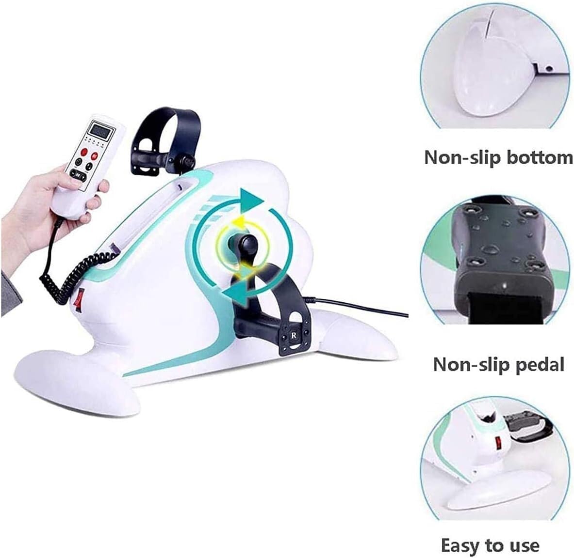 Fitness Zmotoryzowany przyrząd do ćwiczeń na pedałach Elektryczny mini rower treningowy, przenośne biuro domu Noga Ramię Stopa Rower z wyświetlaczem LCD Trenażer rowerowy Stacjonarne ćwiczenia
