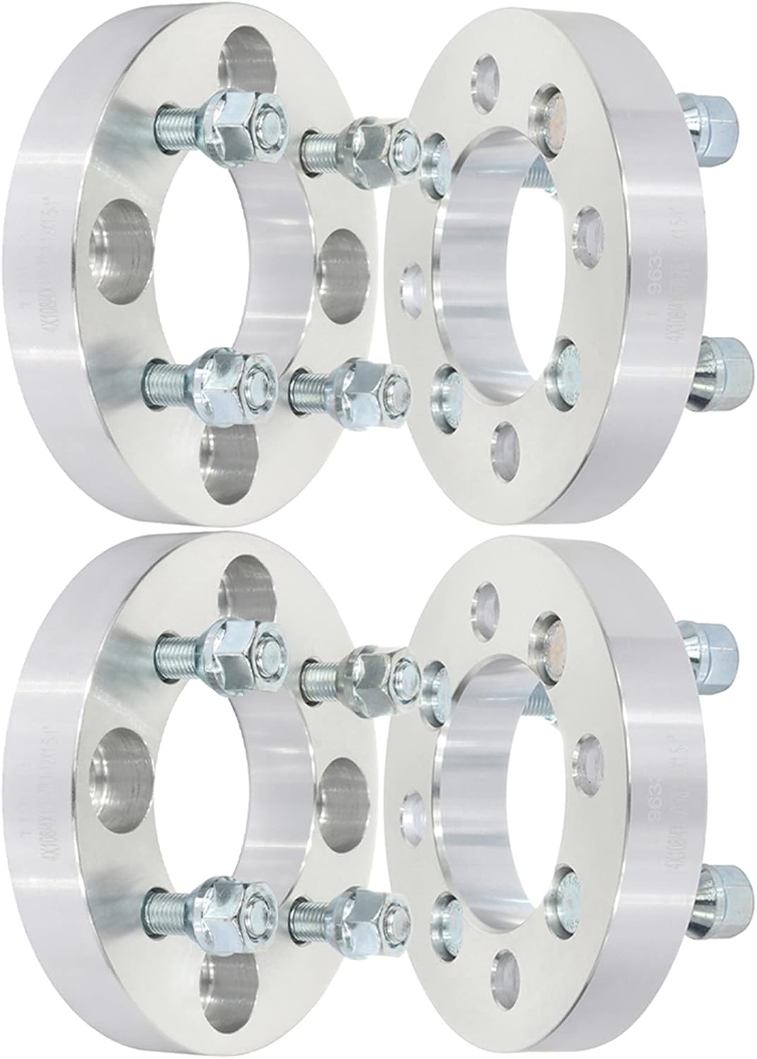 4PCS 4x108 to 4x100 Wheel Spacer Adapter 1 inch Thread Size 12x1.5 Compatible with for Contour Wheel Adapter 95-00 for EcoSport 18-19 for Cougar Wheel Adapter 99-02