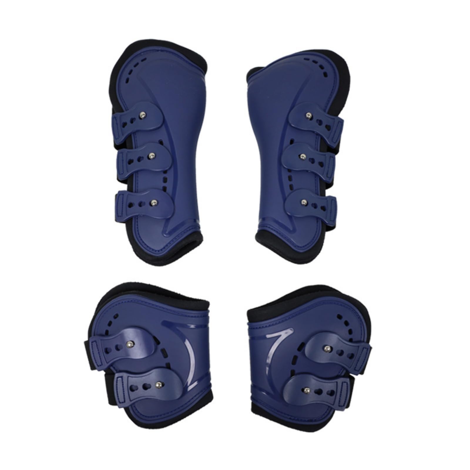 4 Stück Pferdegamaschen anatomisch geformt Gamaschen Pferdeschützer für Reiter, Array, Blau