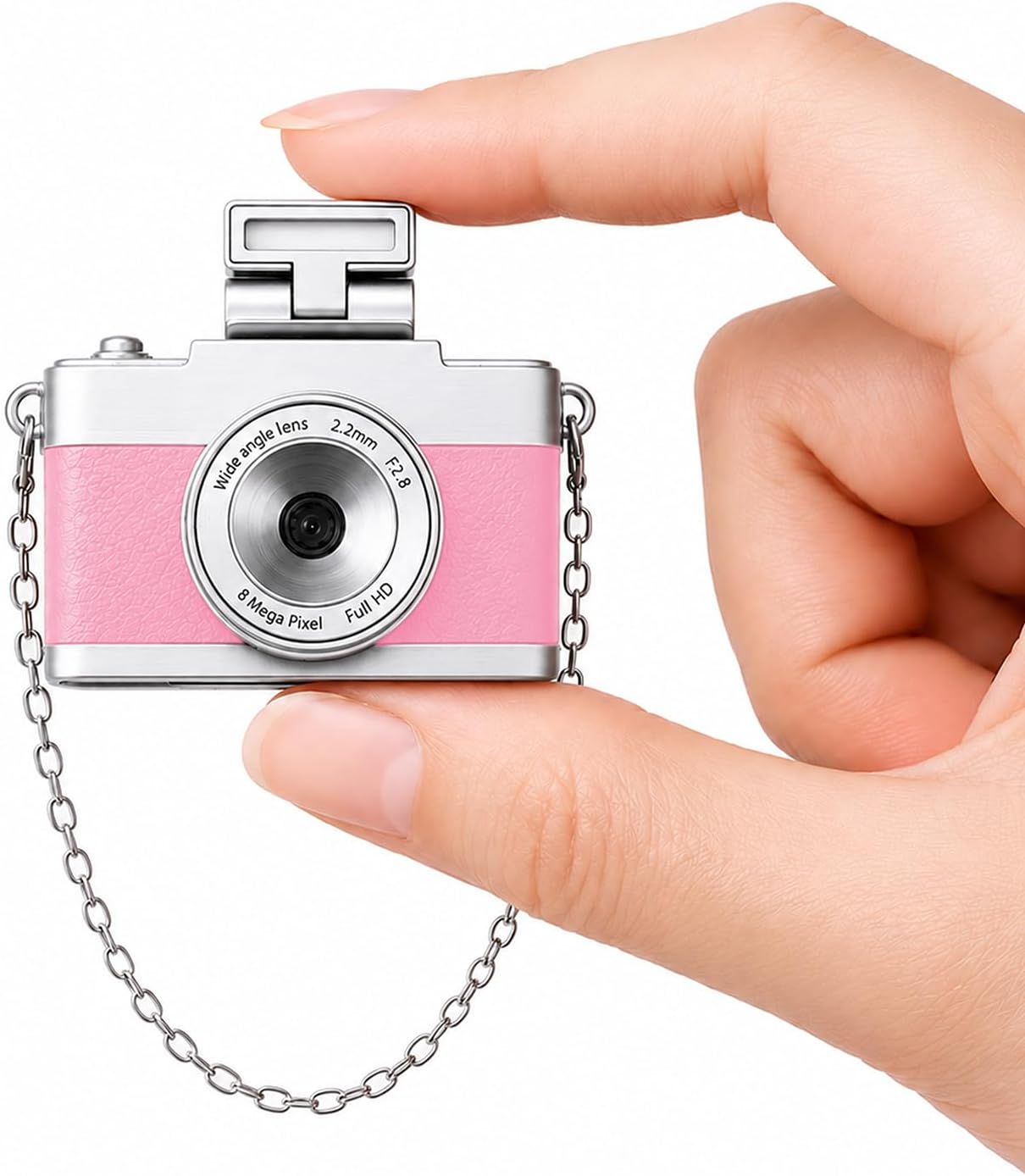 Mini Keychain Camera, 1080P Y2K Vintage Digital Camera for Kids & Tweens, Cute Tiny Pocket Video Recorder, 24 Filters, Birthday Gift for Girls & Boys, Pink, TF Card & Cable Not Included