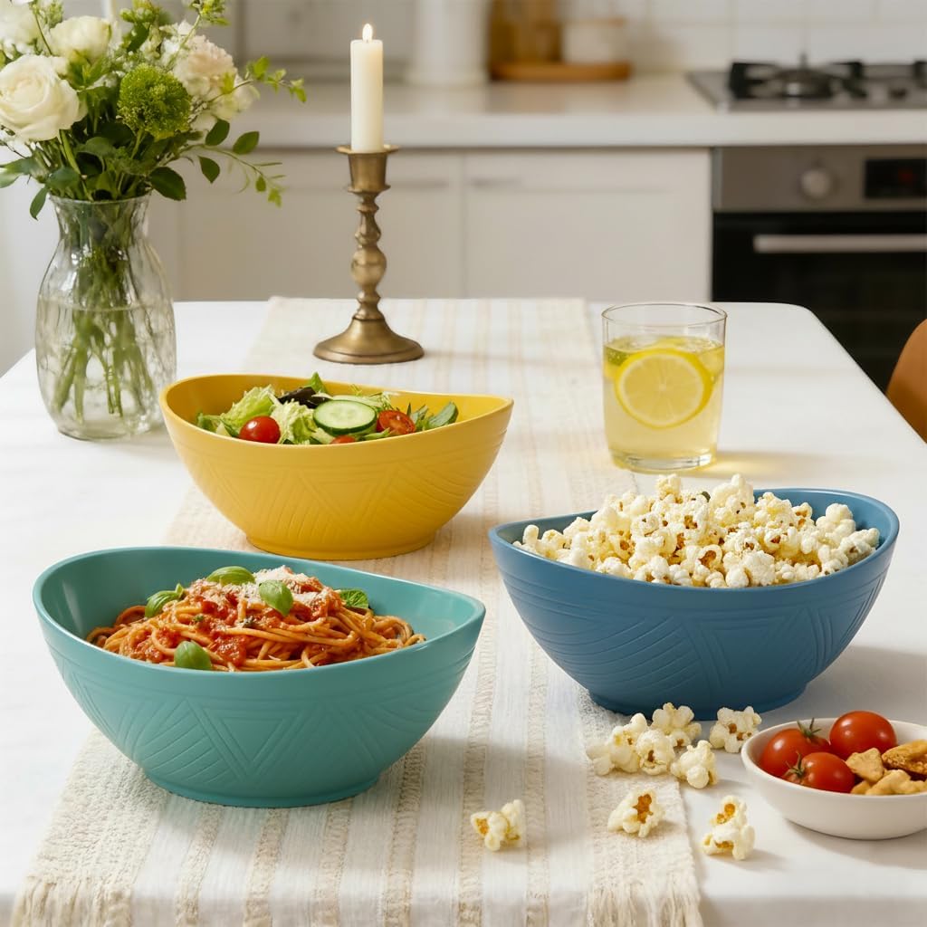 65 OZ Wheat Straw Bowls Set of 4, Large Unbreakable Salad Bowls, Microwave & Dishwasher Safe Big Serving Bowl, Kitchen Bowl Mixing Bowl for Popcorn, Cereal, Soup and Oatmeal (Multicolor) - Image 6