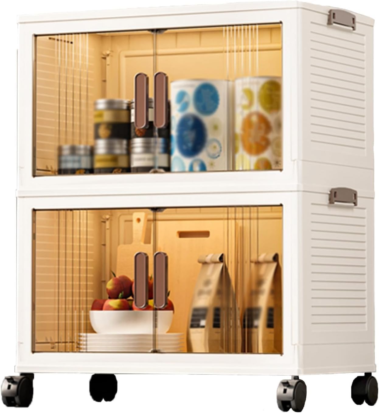 Bacs de rangement empilables en plastique avec couvercles 60x34x71 cm