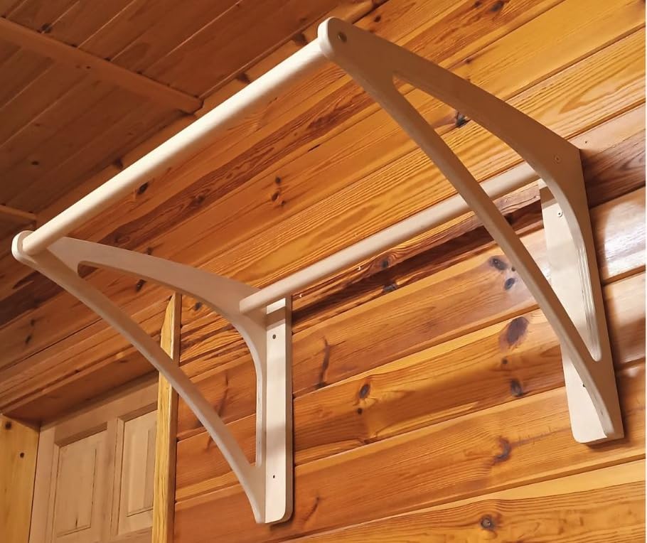 Wytrzymały drążek do podciągania na ścianę 82 cm, drewniany, szeroki, solidny - idealny do ćwiczeń w domu – trening do domowej siłowni - Wzmocnij mięśnie i siłę