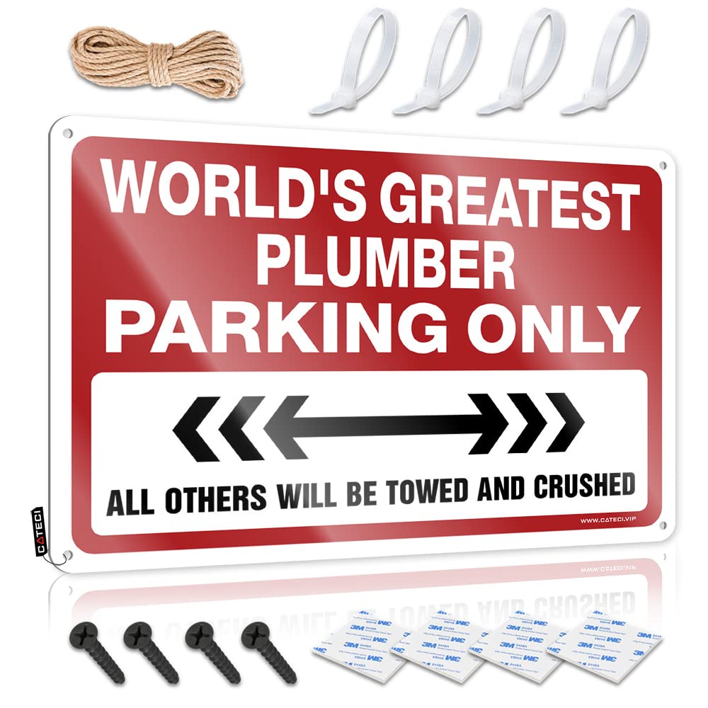 KRAZMURONGD Funny Warning Signs Funny Bar Decor World'S Greatest Plumber Parking Only Tin Sign(30X40CM)
