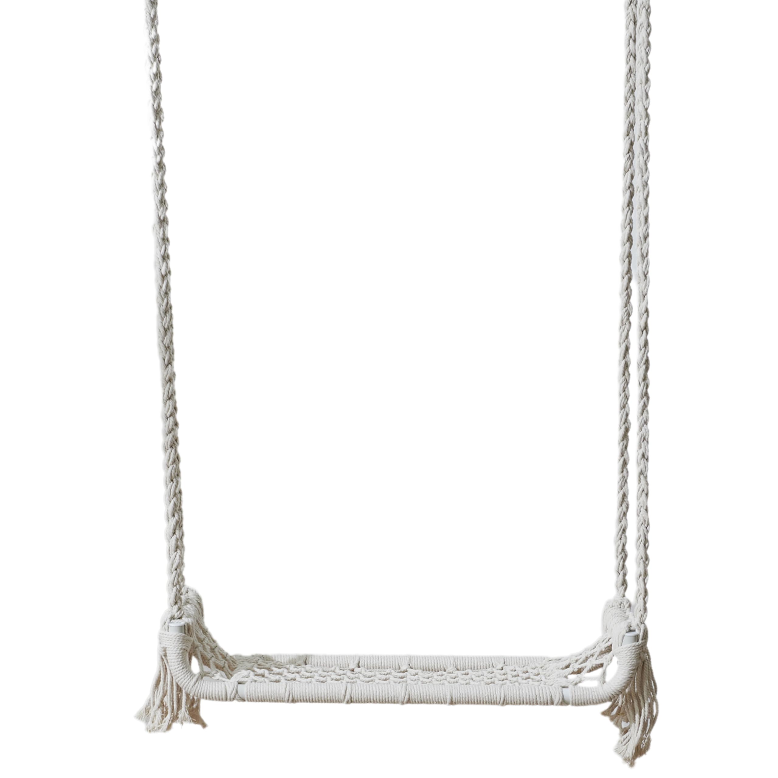 HOME DECO FACTORY, HDO0300, altalena macramè, sedia sospesa per esterni, mobili, mobili da esterno, seduta da esterno, 65 x 160 x 20 cm, naturale