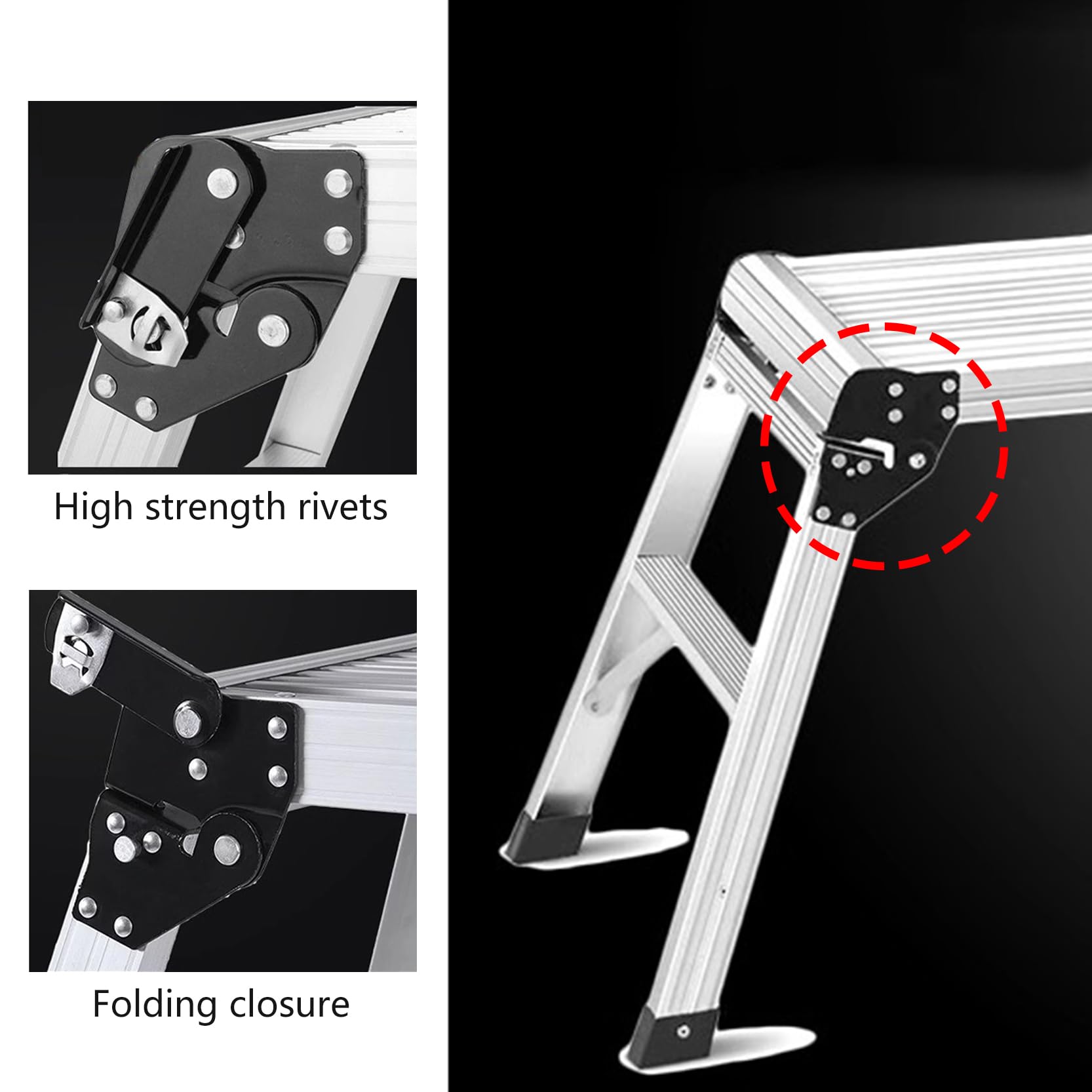 Escalera Plataforma de Trabajo Plegable, Escalera de Mano Plegable Grande de Aluminio de 29,5 Pulgadas, Escalera de Taburete de Aluminio para Paneles de Yeso de 330 Libras, Banco de Andamio Resistente
