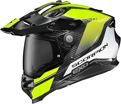 ScorpionEXO XT9000 Casco de motocicleta de aventura de fibra de carbono de cara completa con Pinlock Ready Shield Bluetooth bolsillos para altavoces
