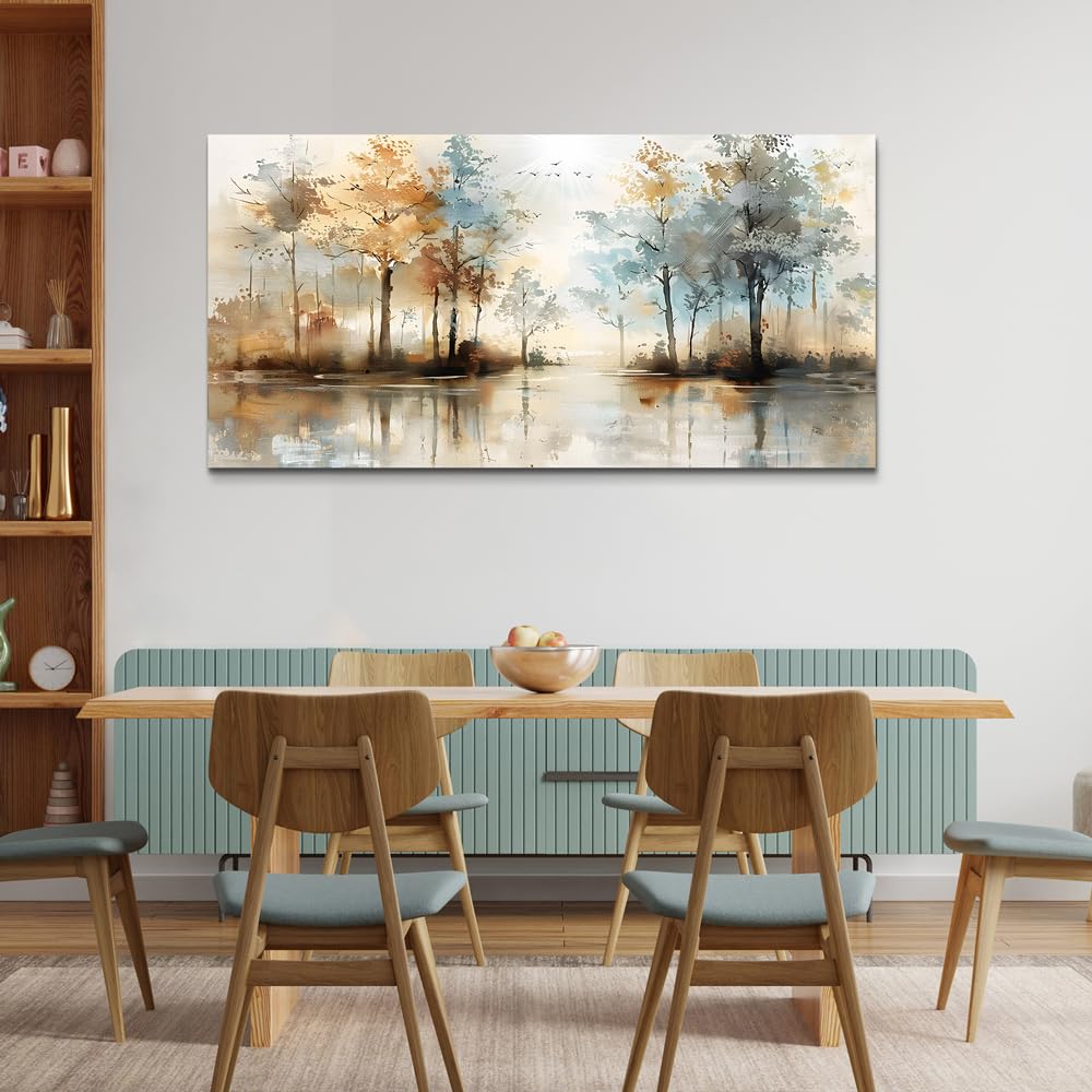 Decoración de pared grande para sala de estar, arte de pared enmarcado para dormitorio, pintura abstracta de árbol, obras de arte de pared, colgar imágenes para decoración de oficina, 3