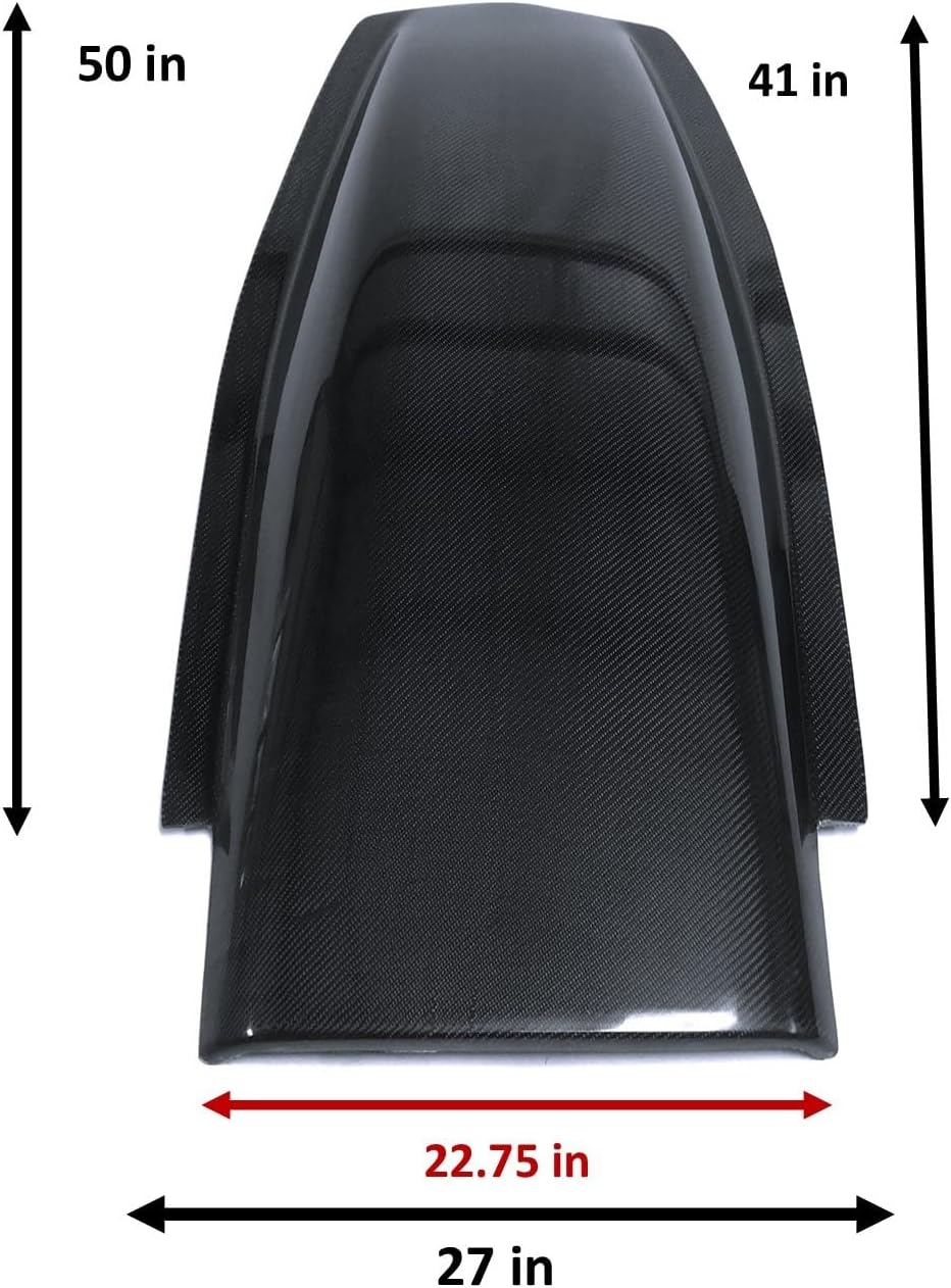 PR-345cc - Bubble Cowl Induction Hood Scoop - 50" L x 3" H x 27" W- Carbon Fiber – Clear Gel Coat