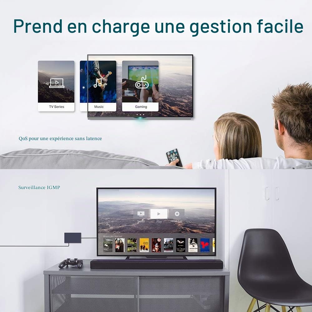 MERCUSYS 8 Ports Gigabit, Prise en Charge de QoS VLAN IGMP Snooping, Surveillance du Réseau via Interface Web, 3,68 W, Noir
