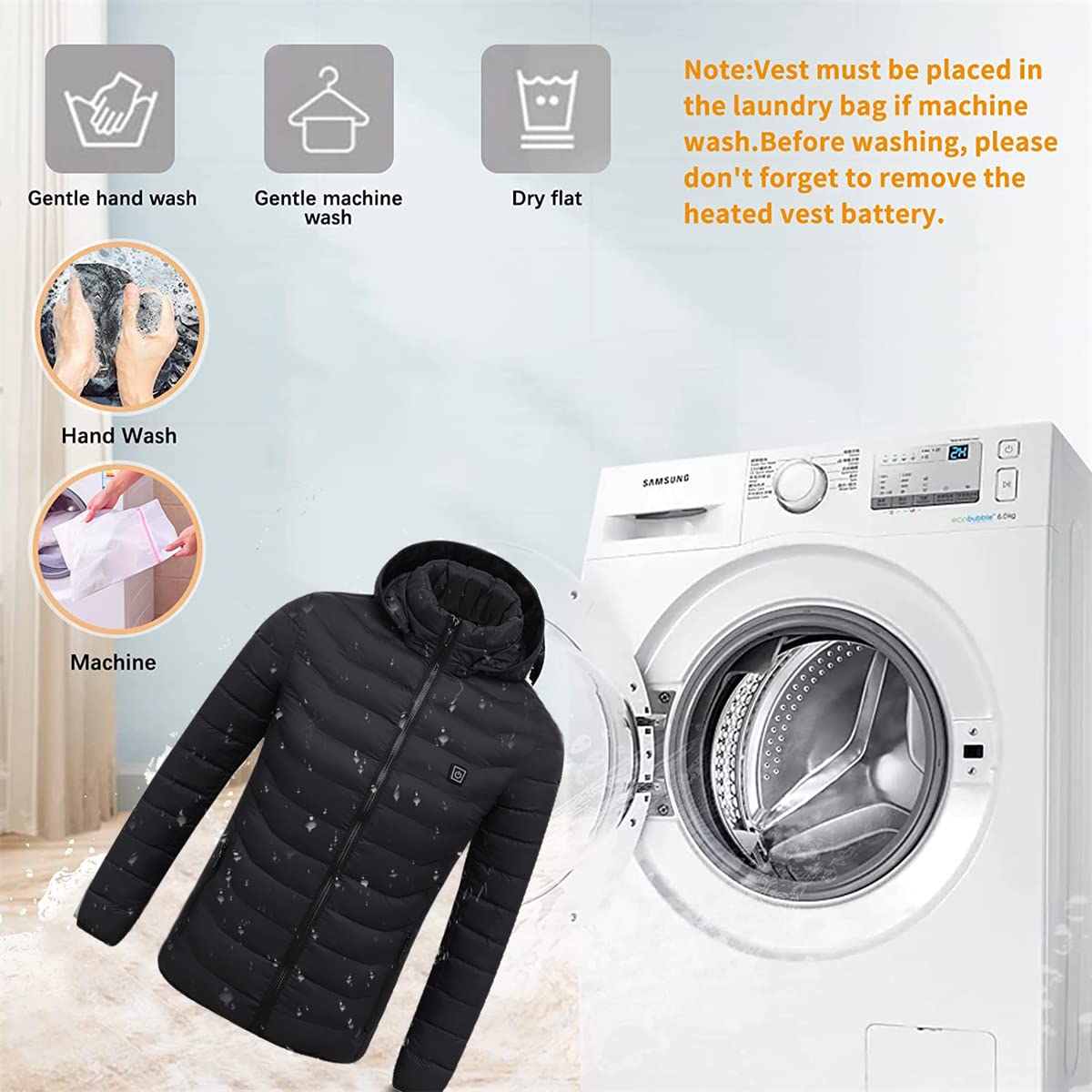 scosao Heated Jacket Rechargeable Heated Coat 8 Heat Zones for Women and Men with Detachable Hood Winter Outdoor Warm Jackets