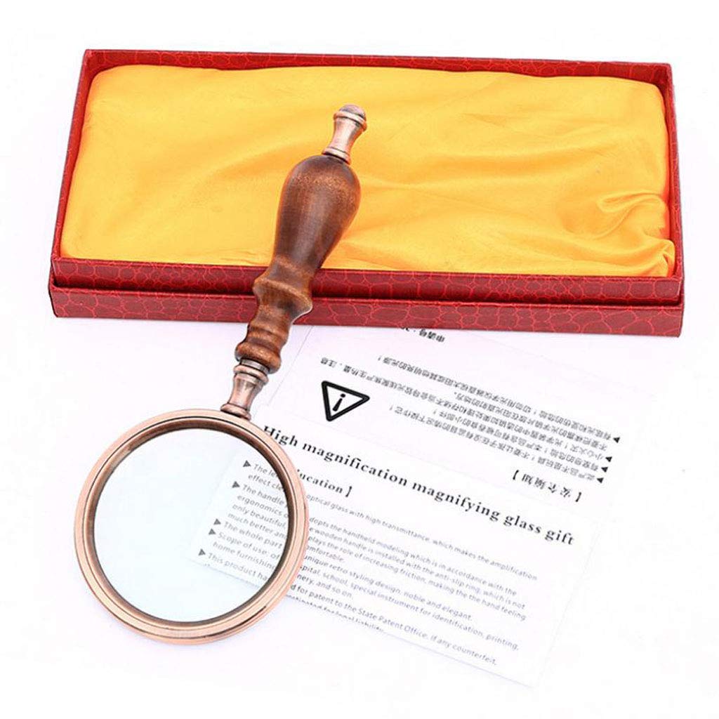 Vergrößern Leselupe Handheld Optische Glaslinse Geschenkbox 10-Fach Vollmetall-Holzgriff Vintage Collection Handheld