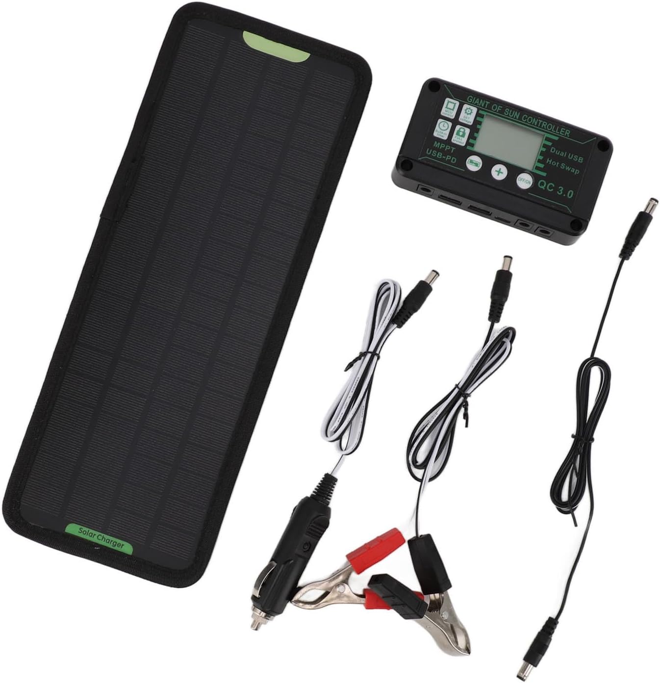 Car Solar Charging Kit - Waterproof 12V Solar Panel Battery Charger, Sun Powered Panel Charger for Car | Vehicle Power Replenishment System for Motorcycle Tractor Caravan Truck Boat Storage Use