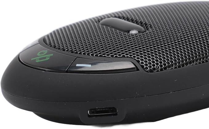 Altavoz manos libres para coche con clip, recargable, voz asistente miniatura 6