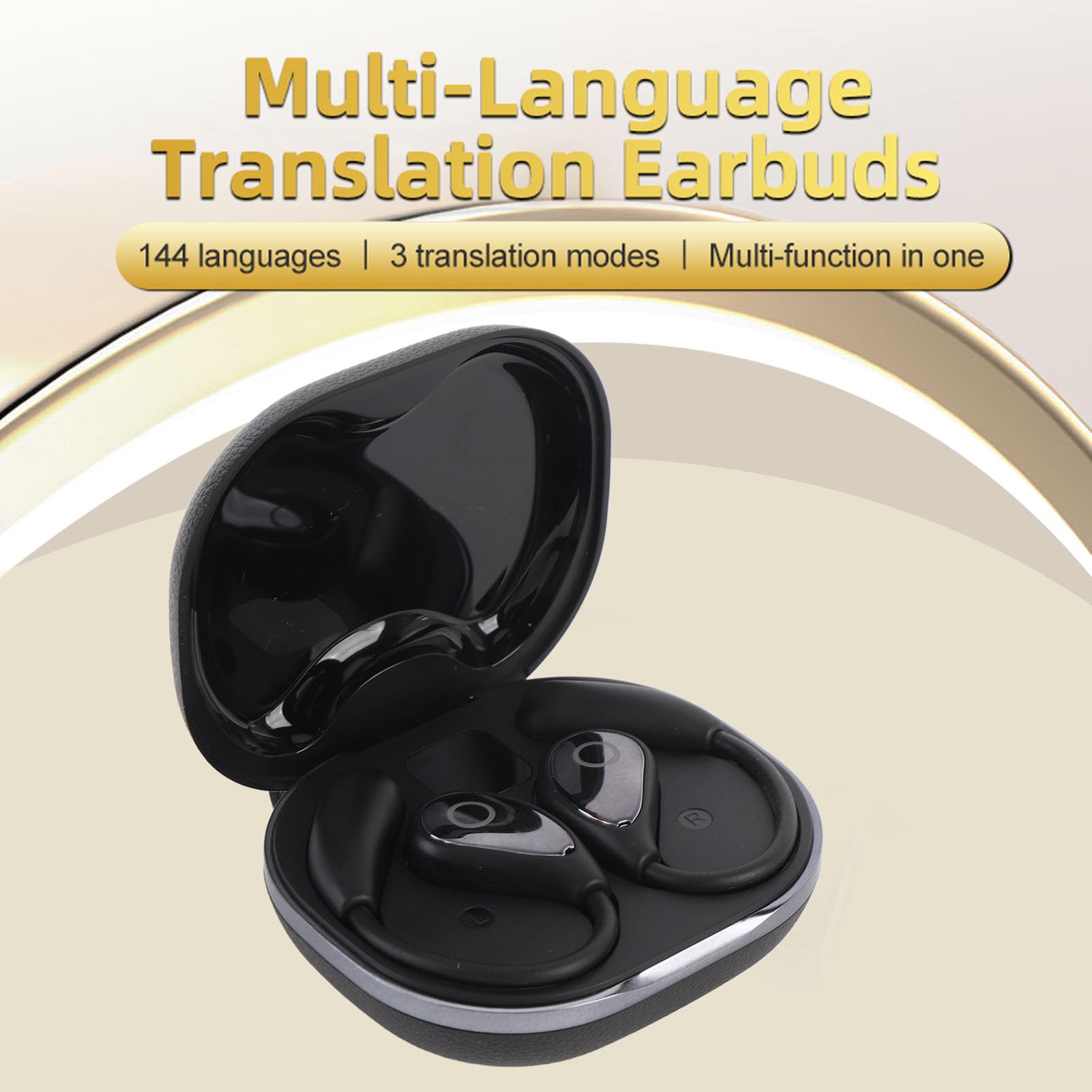 Jiawu Auricolari per Traduzione Bluetooth Controllo Touch Avanzato per Conversazioni Fluide in 144 Lingue per Viaggiatori Internazionali Bianco Confezione da 2 (BLACK)