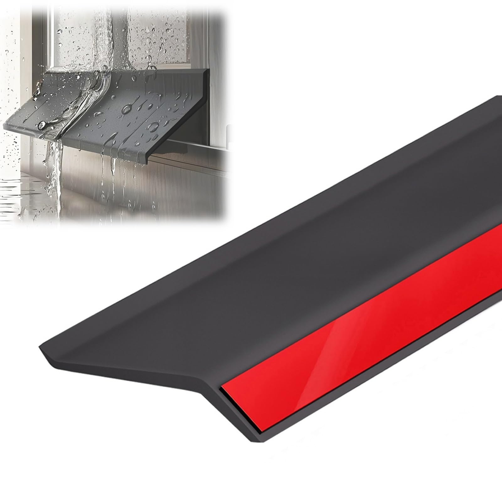 Estdkmnos 5.5Cm Window Outer Edge Rain Shield， Window Outer Edge Rain Shield Black Self Adhesive Rubber 0.5-5M Length 4.5- Width(,(9.8Ft))