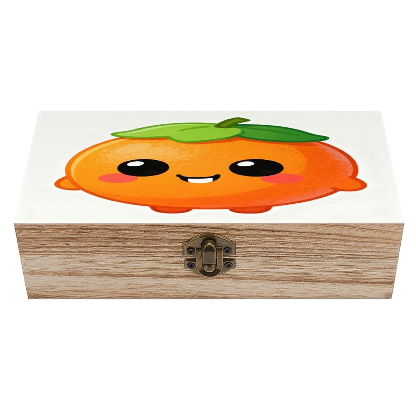 VstaDank Orange Wooden Storage Box with Hinged Lid Natural Wooden Box Beautifully Keepsake Boxes Vintage Wood Boxes Jewelry Organizer Trinket Storage Chest Unique Gift