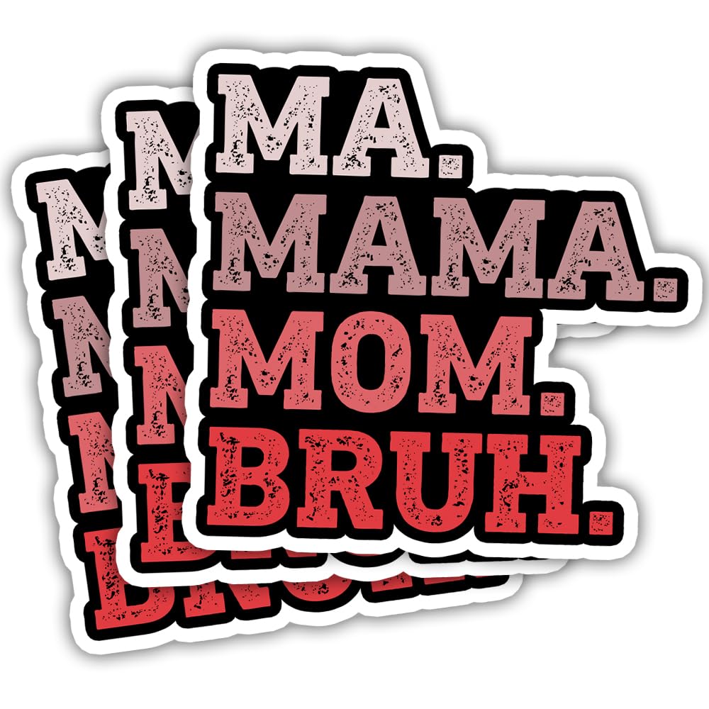 SODAVA [3Pcs, 3"x3"] Mama Mommy Mom Bruh Sticker, Funny Mom, Mommy Mama Mother's Day Stickers, Waterproof Vinyl Decal, Gifts for Hard Hat, Laptop, Car, Bike, Multiple Occasions