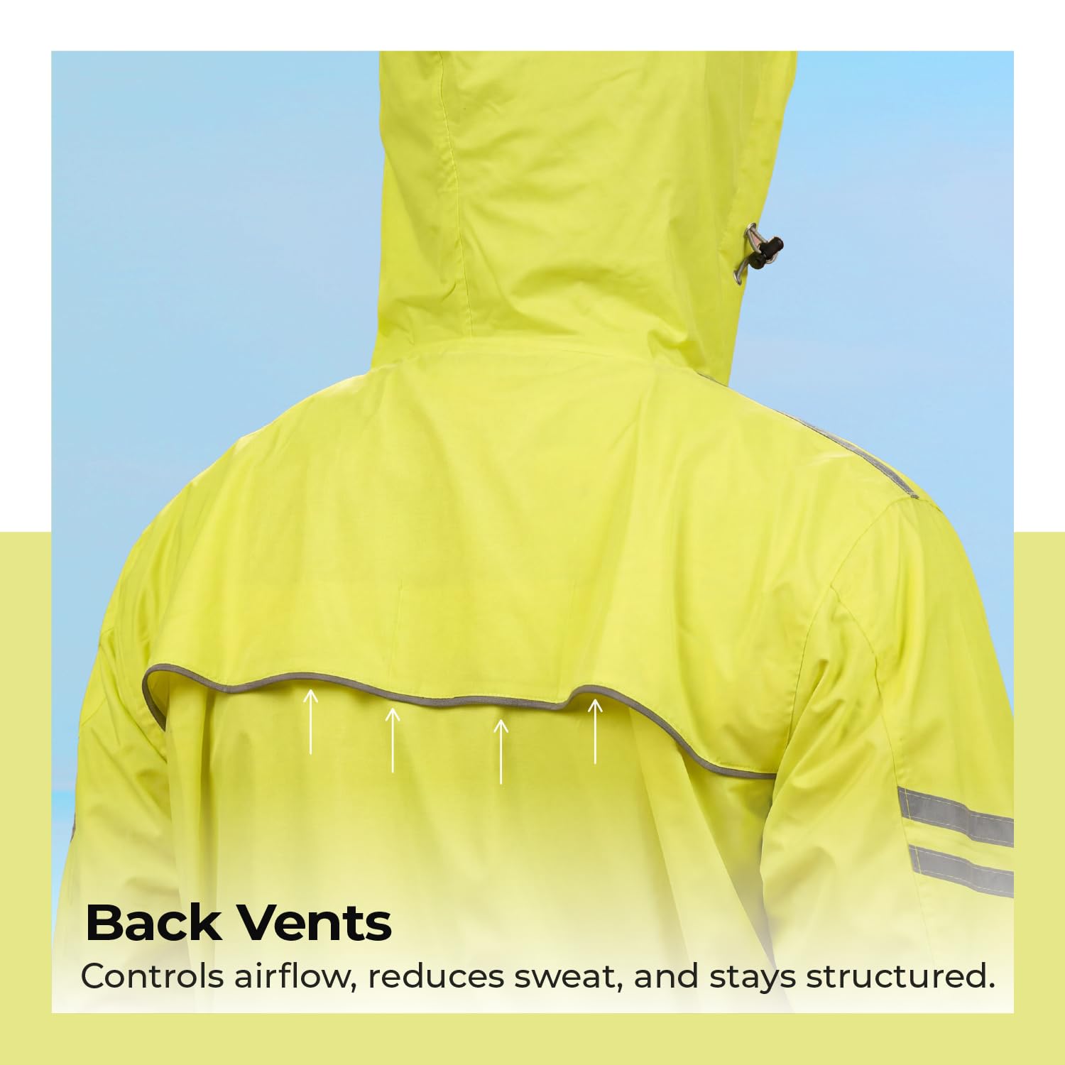 Lifelong Unisex Adult H2Go Pro 3 Rain Standard Length Jacket I 10000mm Waterproof Nylon Shell | Motorcycle Riding Rain Jacket | Heat Sealed Seams | Drycore WR Zippers - Hi-Viz Green, L 2