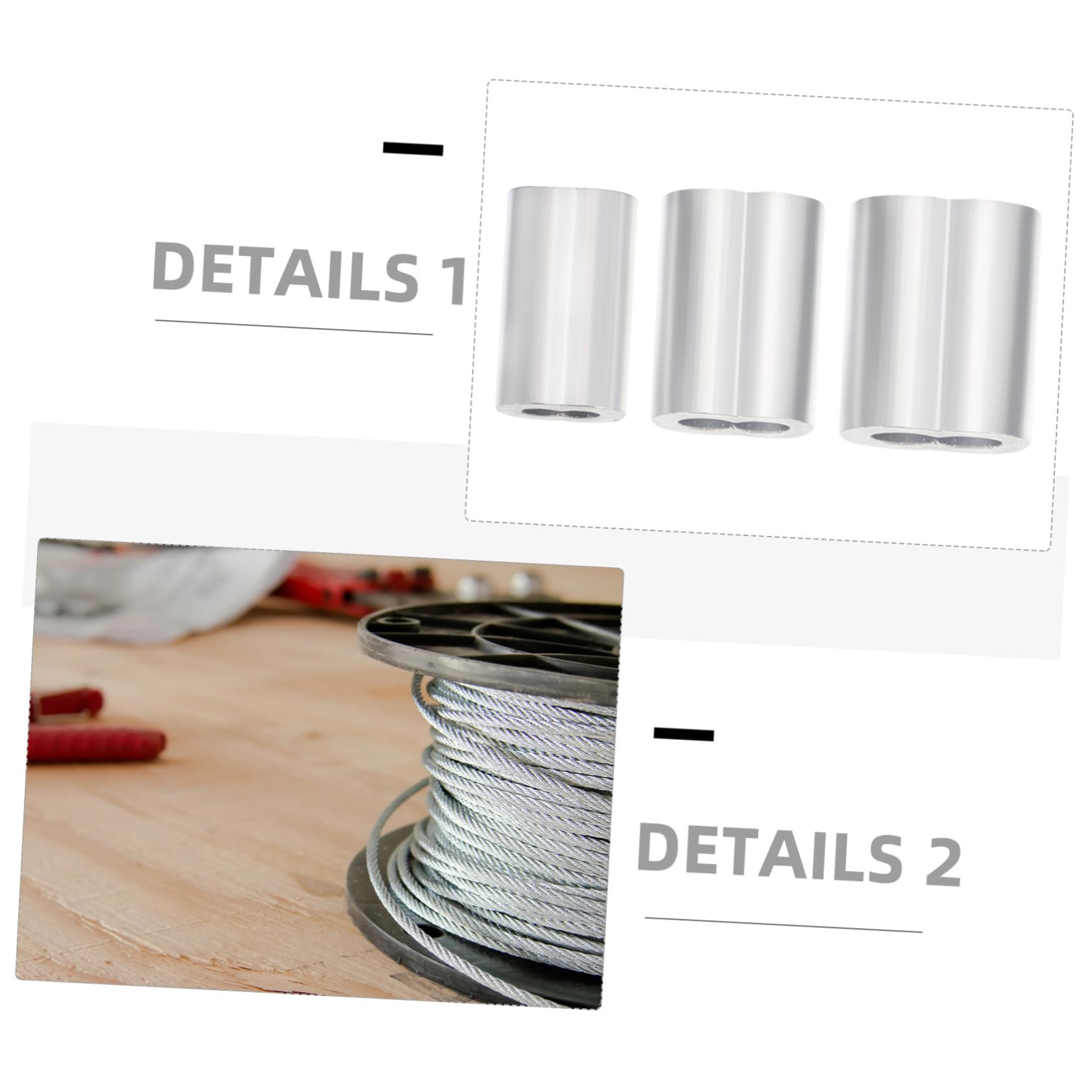 SOLUSTRE Wire Rope Chuck 8-Shaped Hole Sleeves 180pcs Kit for Steel Cable Roping Deck Railings